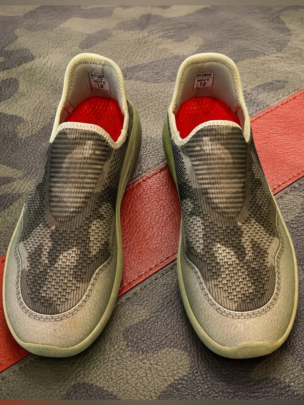 Uber-cool Psudo slip-on sneakers in camo green - highly desirable top-end sneaks